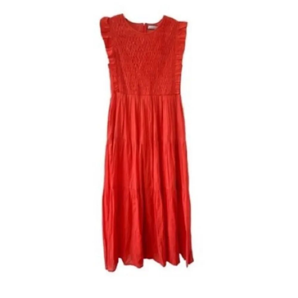 CK Bradley Sleeveless Tiered Miller Maxi Dress Women’s Coral & Gold Size Large
